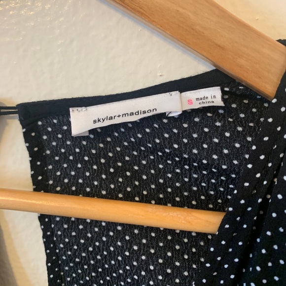 Polka Dot Deep V Neck Dress (S) - Picture 6 of 10